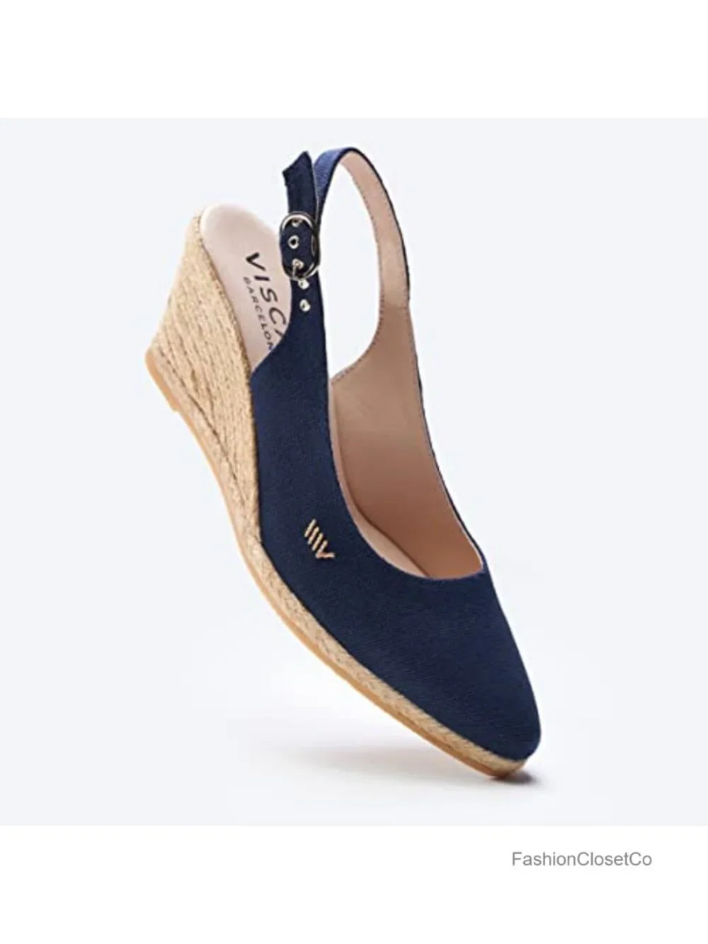 Canvas Espadrille Wedge Sandals Slingback Buckle Heels Handmade